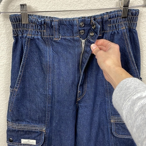 BDG Blaine Cargo Skate Jeans Utility Stretch Waist Loose Dark Wash Sz 29 - Picture 6 of 16